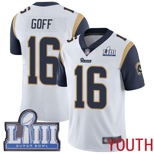 Los Angeles Rams Limited White Youth Jared Goff Road Jersey NFL Football #16 Super Bowl LIII Bound Vapor Untouchable